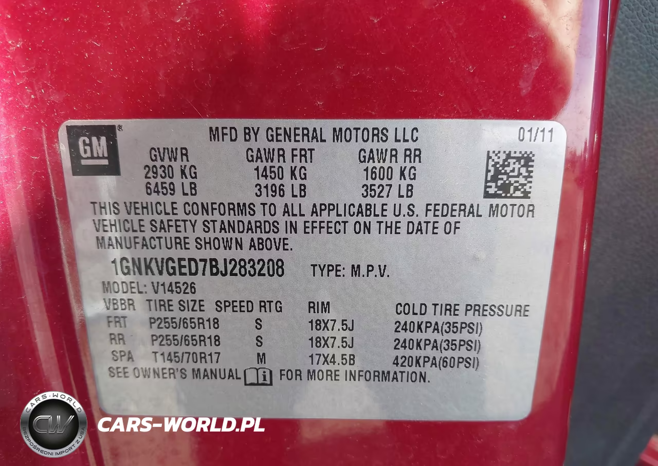 2011 Chevrolet Traverse 1Lt VIN:1GNKVGED7BJ283208 - 9
