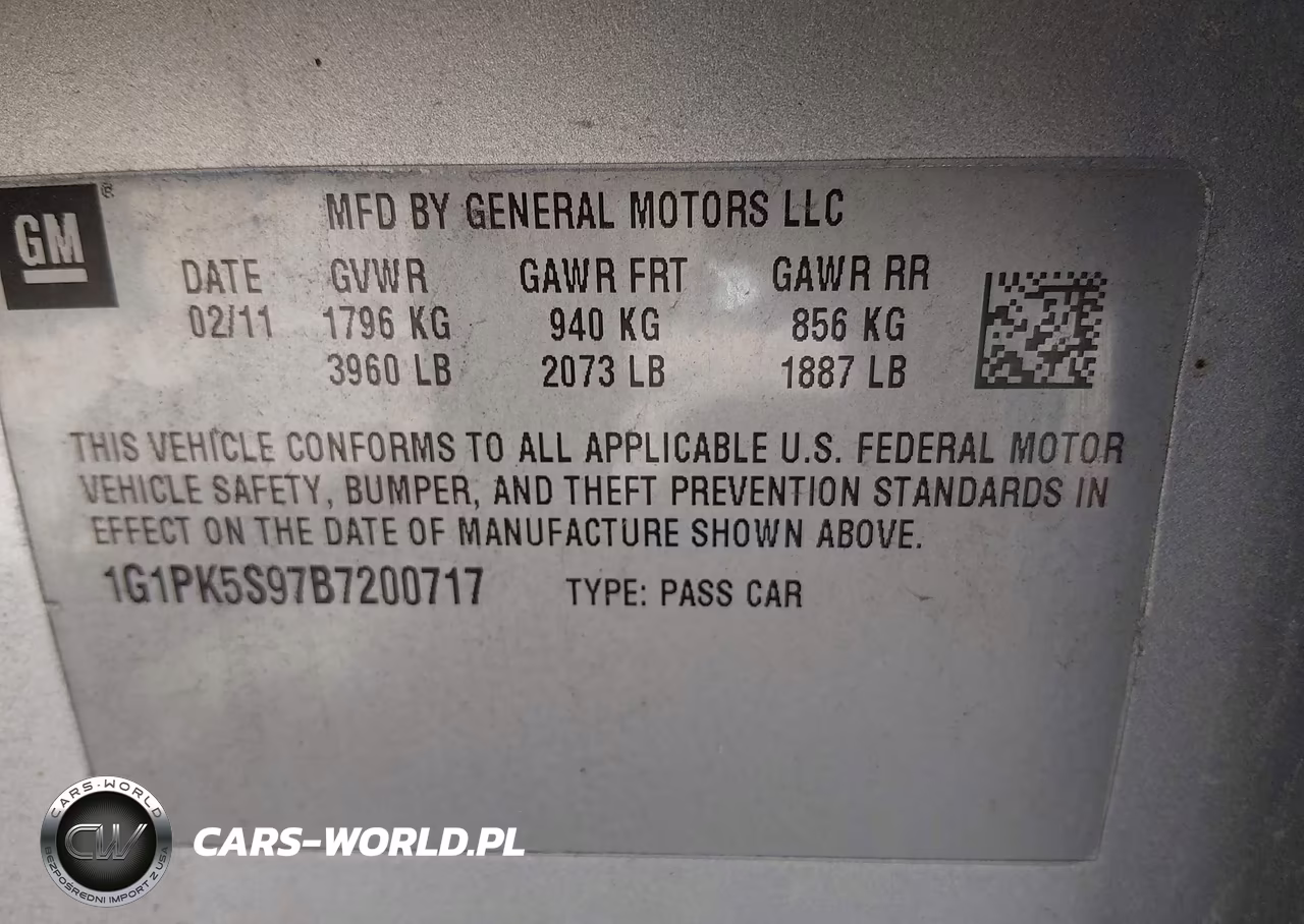 2011 Chevrolet Cruze Eco VIN:1G1PK5S97B7200717 - 9