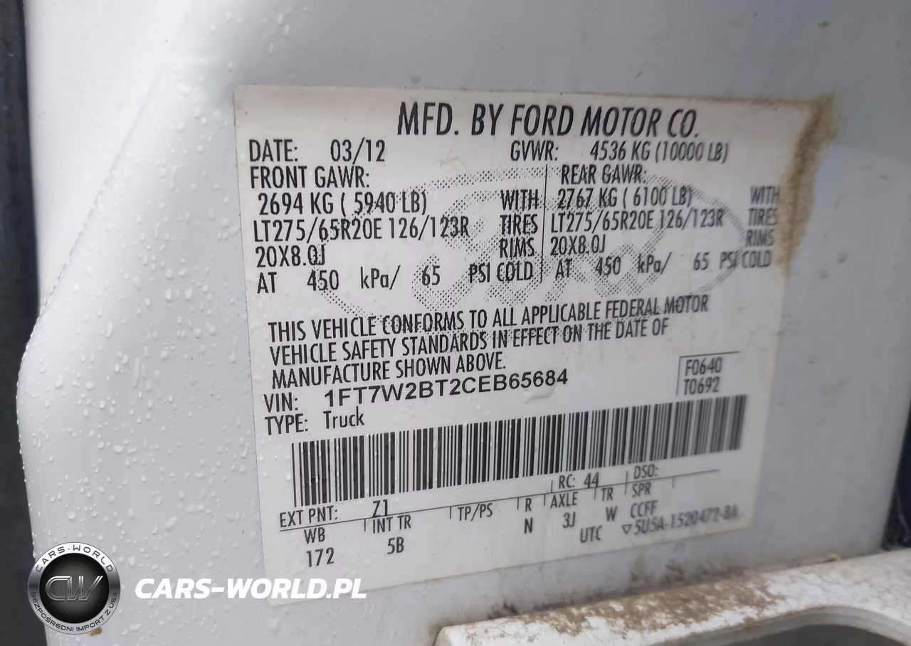 2012 Ford F-250 Lariat VIN:1FT7W2BT2CEB65684 - 8
