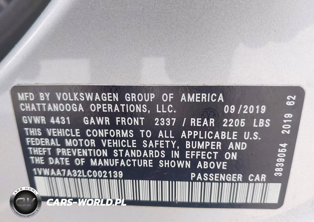 2020 Volkswagen Passat 2.0T S VIN:1VWAA7A32LC002139 - 9