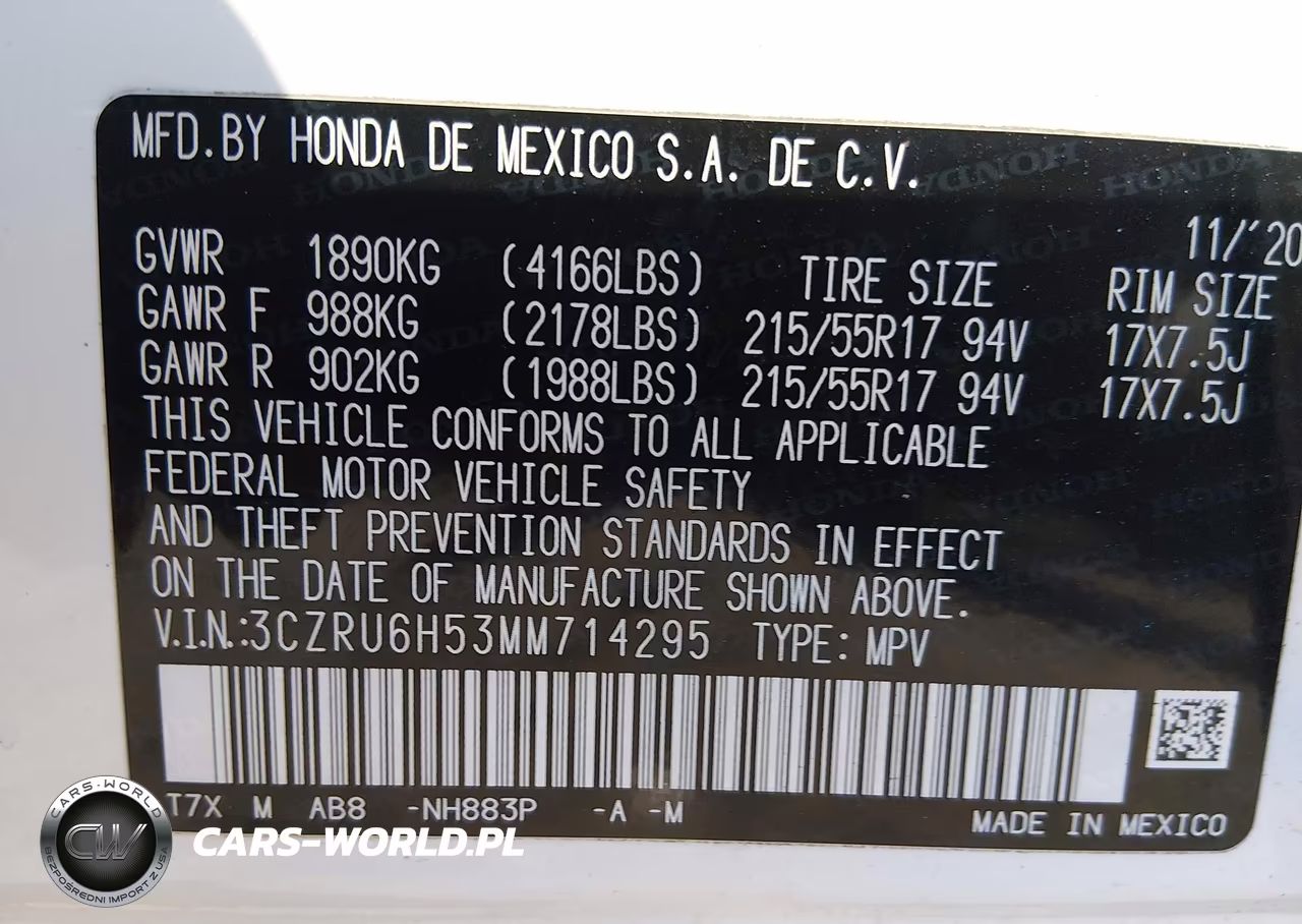 2021 Honda Hr-V Awd Ex VIN:3CZRU6H53MM714295 - 9