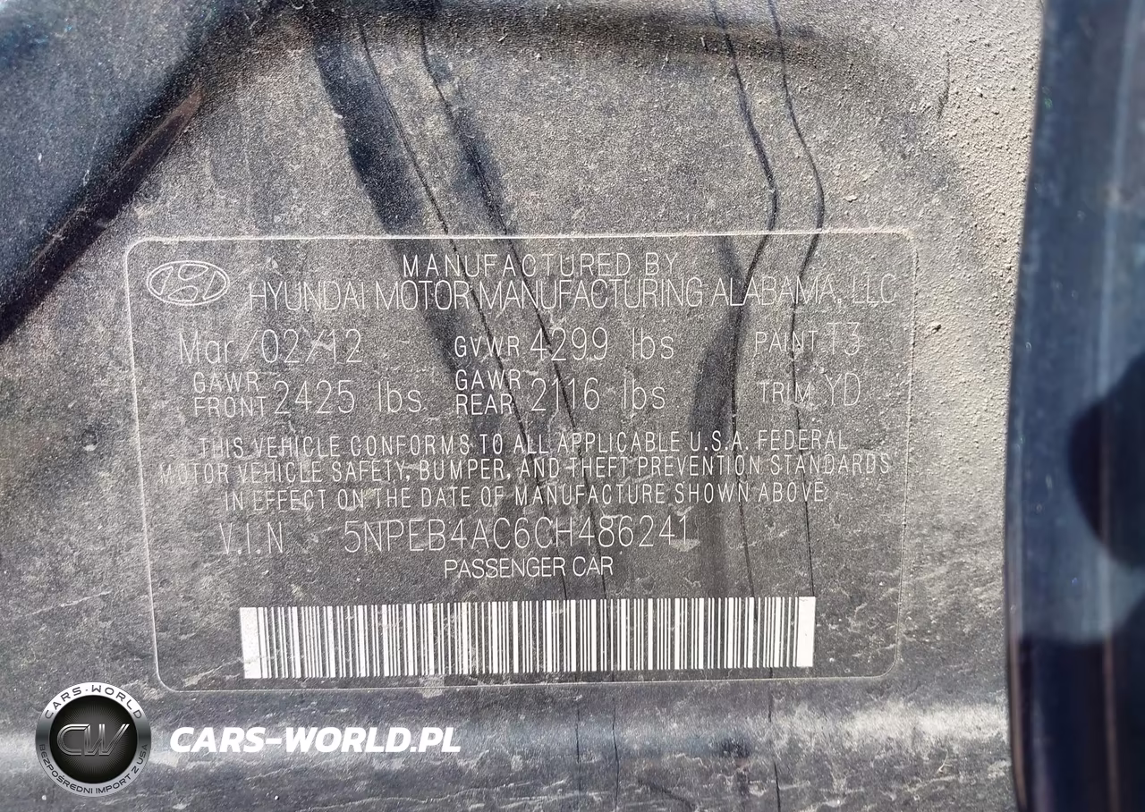 2012 Hyundai Sonata Gls VIN:5NPEB4AC6CH486241 - 9