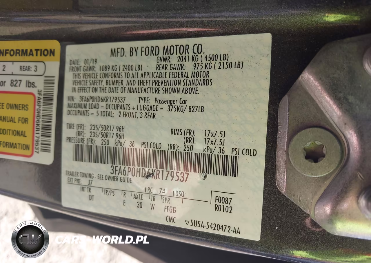2019 Ford Fusion Se VIN:3FA6P0HD6KR179537 - 9