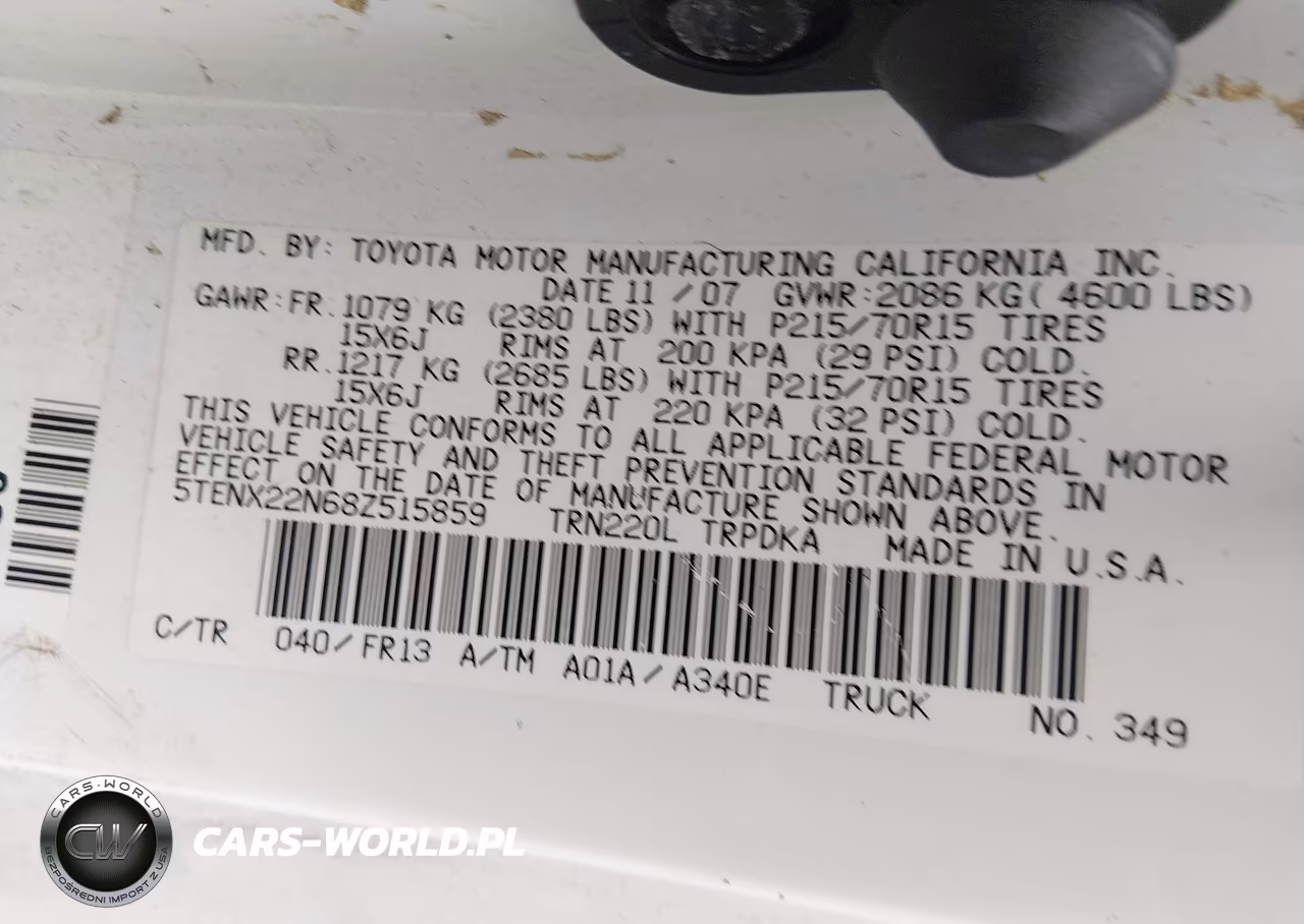 2008 Toyota Tacoma VIN:5TENX22N68Z515859 - 9