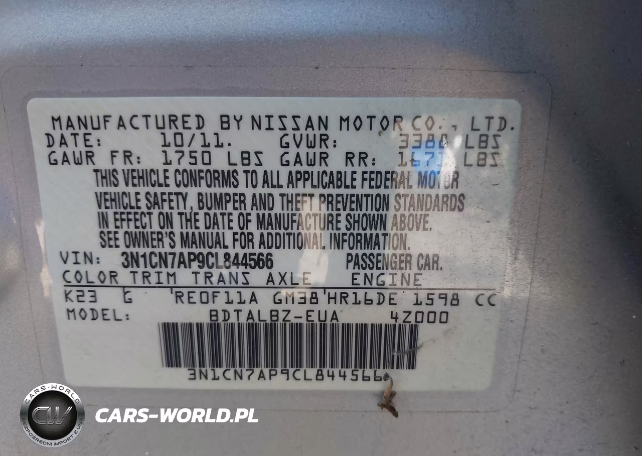 2012 Nissan Versa 1.6 Sv VIN:3N1CN7AP9CL844566 - 9