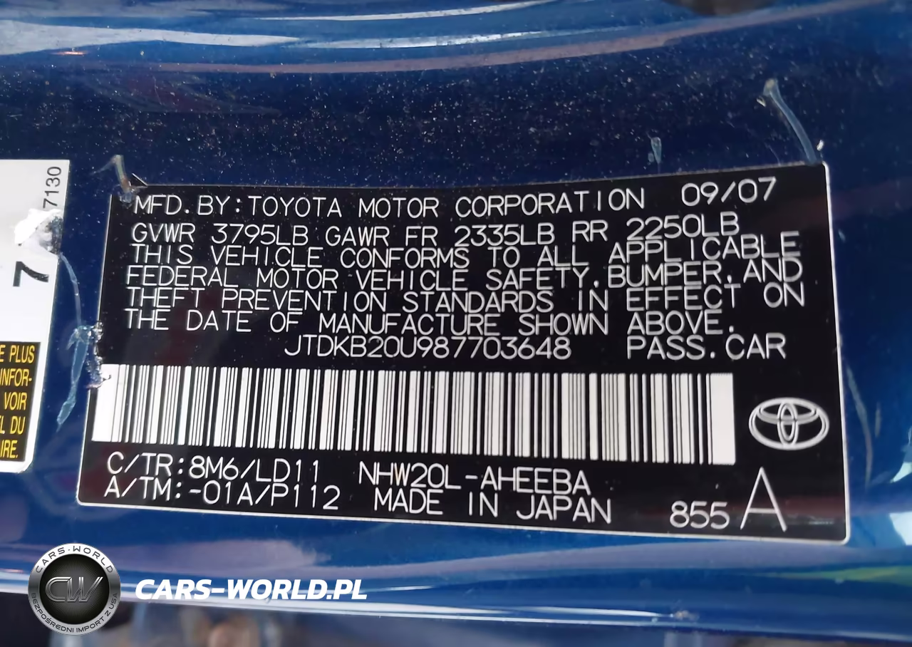 2008 Toyota Prius VIN:JTDKB20U987703648 - 9