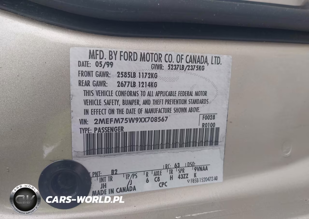 1999 Mercury Grand Marquis Ls VIN:2MEFM75W9XX708567 - 9