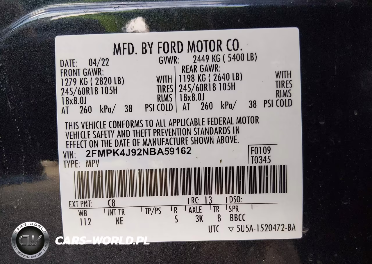 2022 Ford Edge Sel VIN:2FMPK4J92NBA59162 - 9
