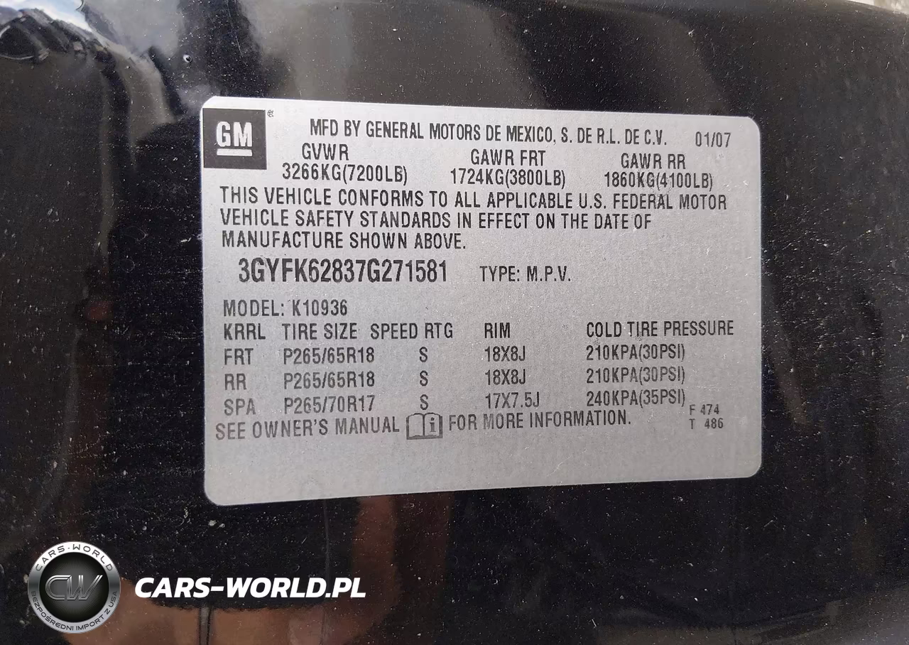 2007 Cadillac Escalade Ext Standard VIN:3GYFK62837G271581 - 9