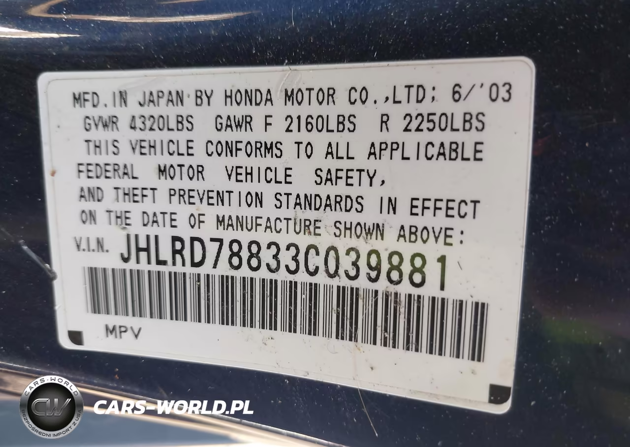 2003 Honda Cr-V Ex VIN:JHLRD78833C039881 - 9