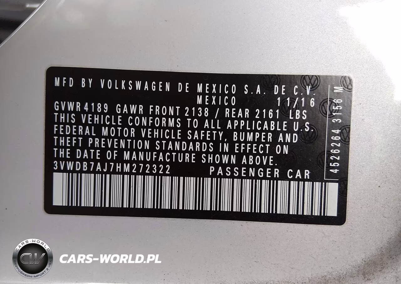 2017 Volkswagen Jetta 1.4T Se VIN:3VWDB7AJ7HM272322 - 9