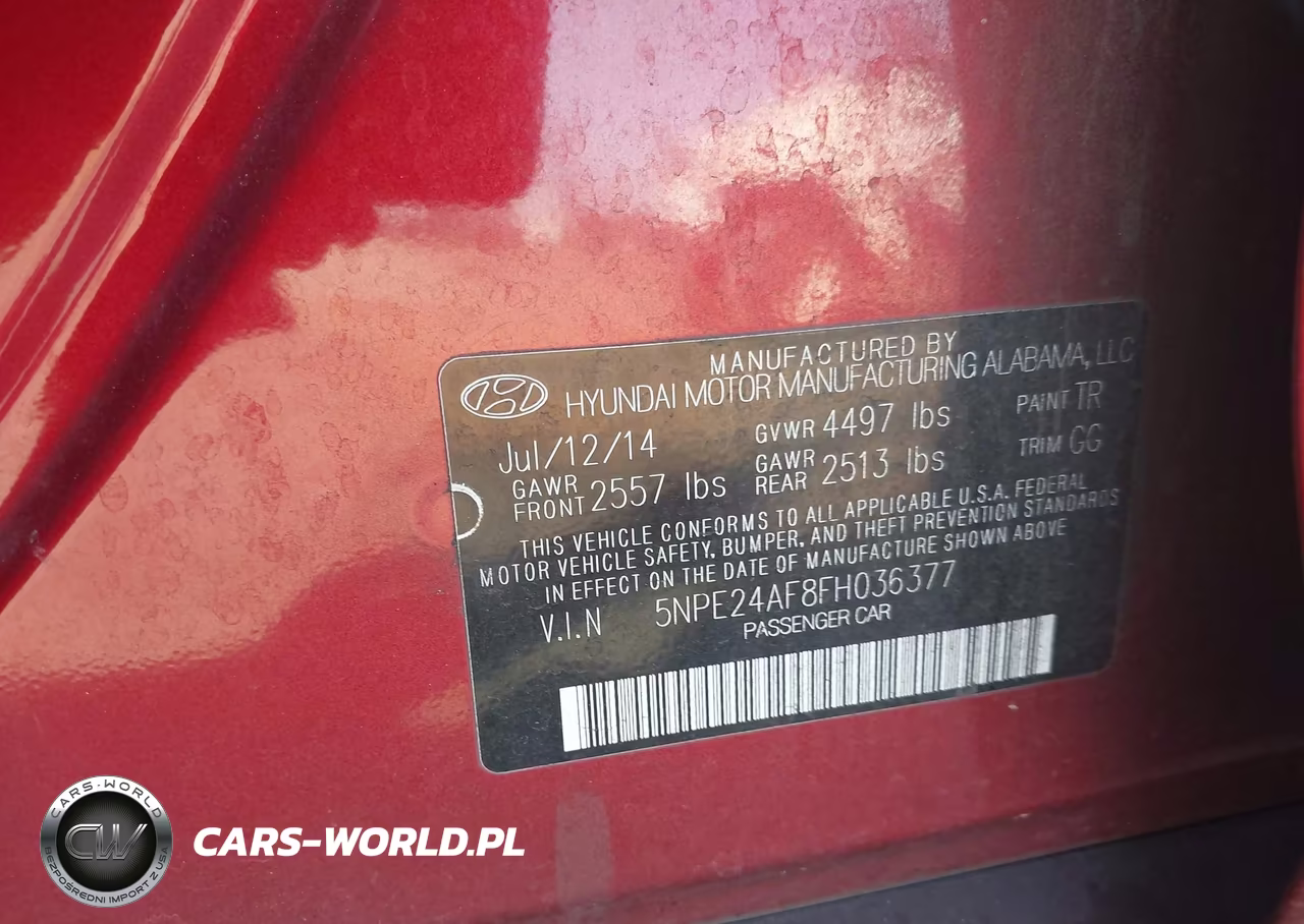 2015 Hyundai Sonata Se VIN:5NPE24AF8FH036377 - 9