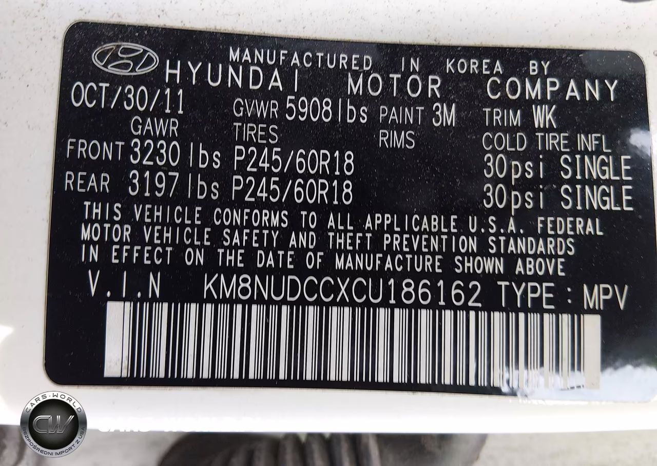 2012 Hyundai Veracruz Limited VIN:KM8NUDCCXCU186162 - 9