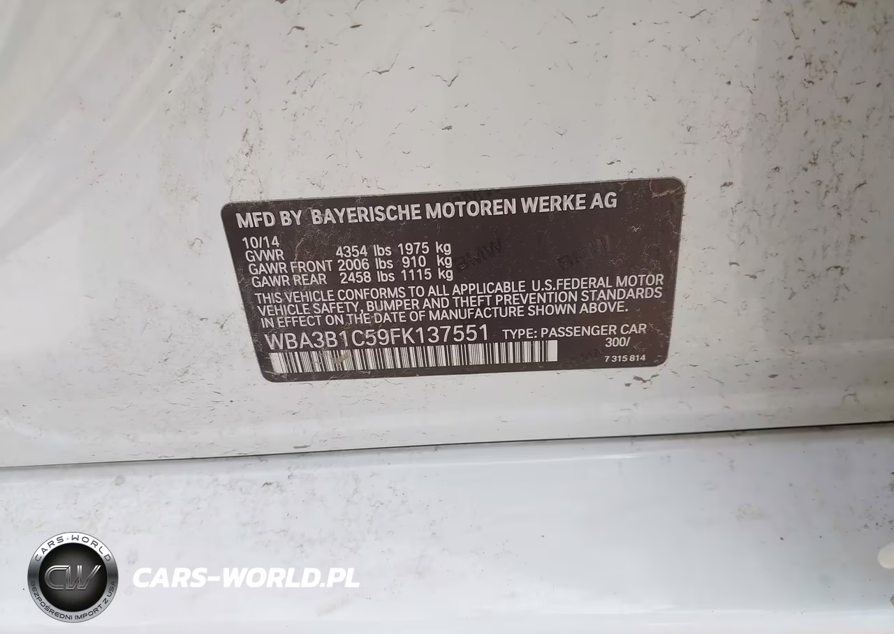 2015 BMW 320I VIN:WBA3B1C59FK137551 - 9