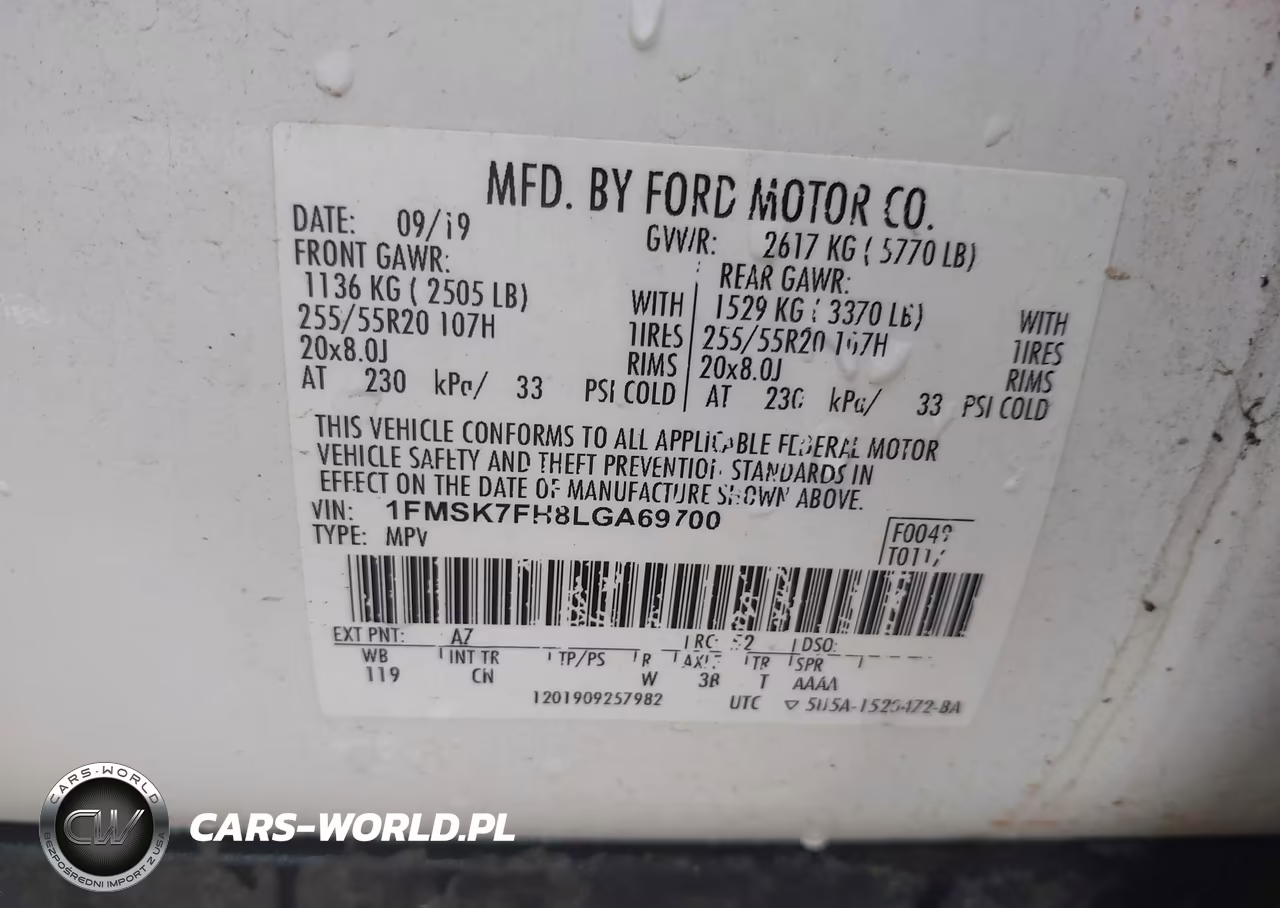 2020 Ford Explorer Limited VIN:1FMSK7FH8LGA69700 - 9