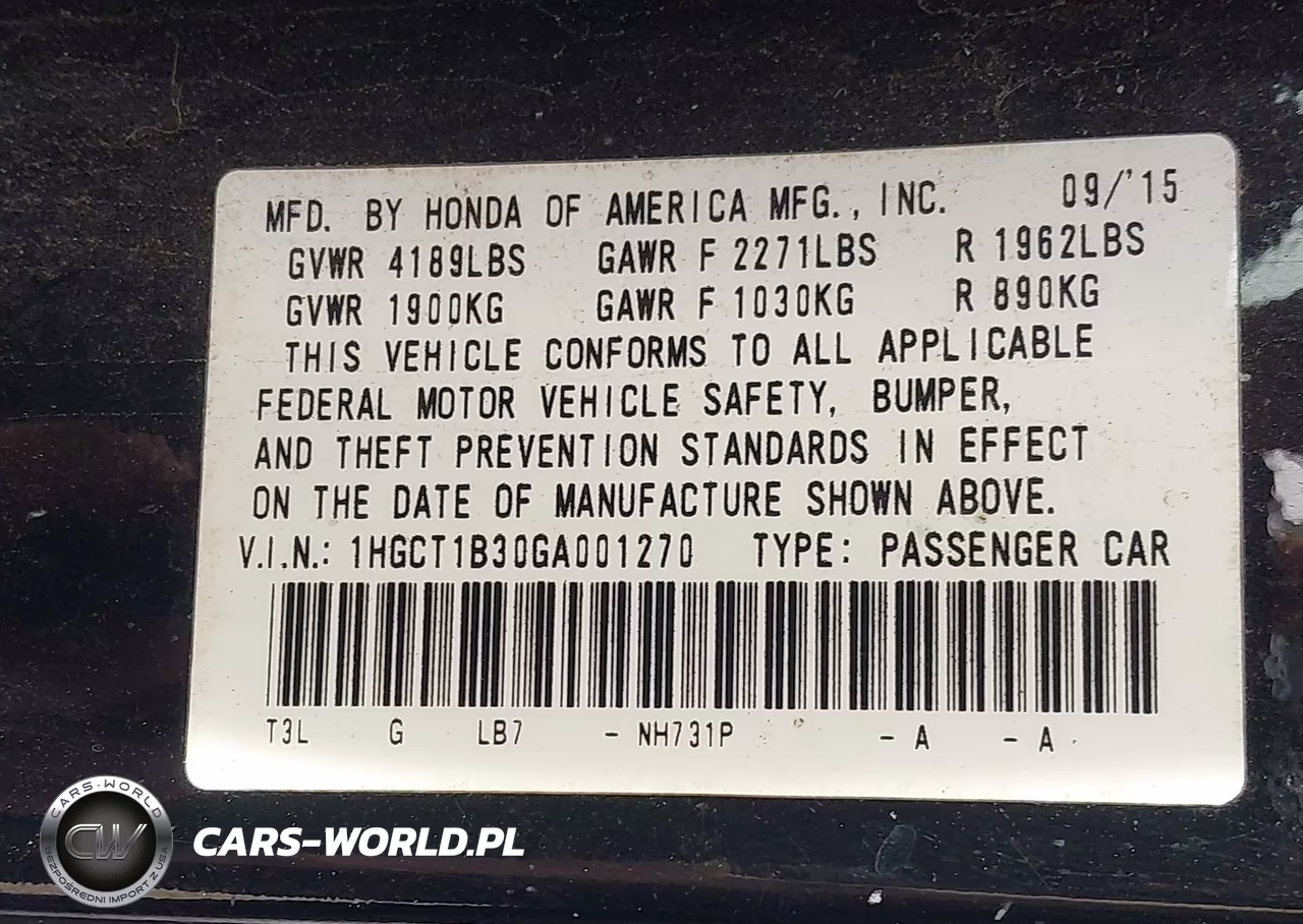 2016 Honda Accord Lx-S VIN:1HGCT1B30GA001270 - 9