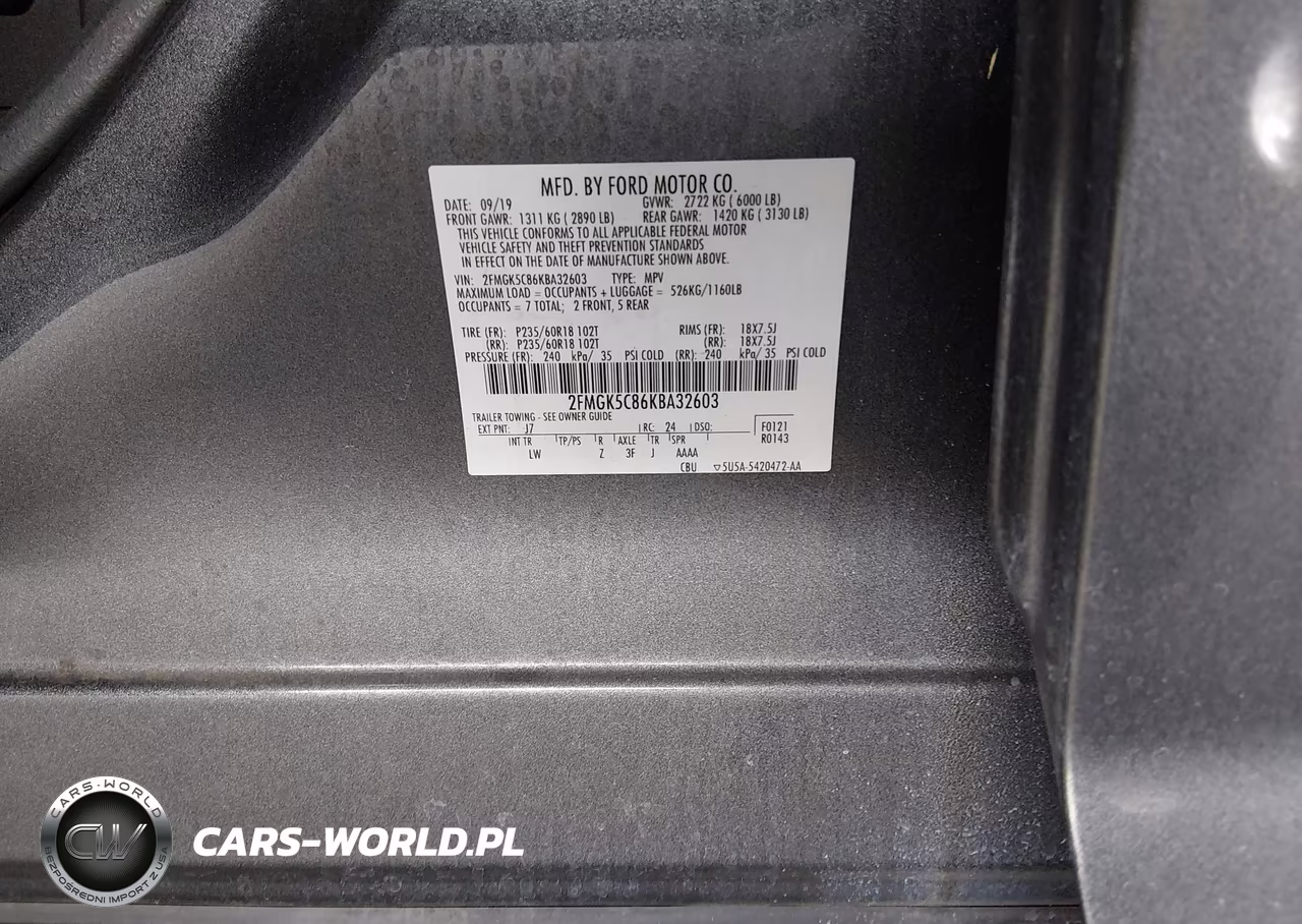 2019 Ford Flex Sel VIN:2FMGK5C86KBA32603 - 9
