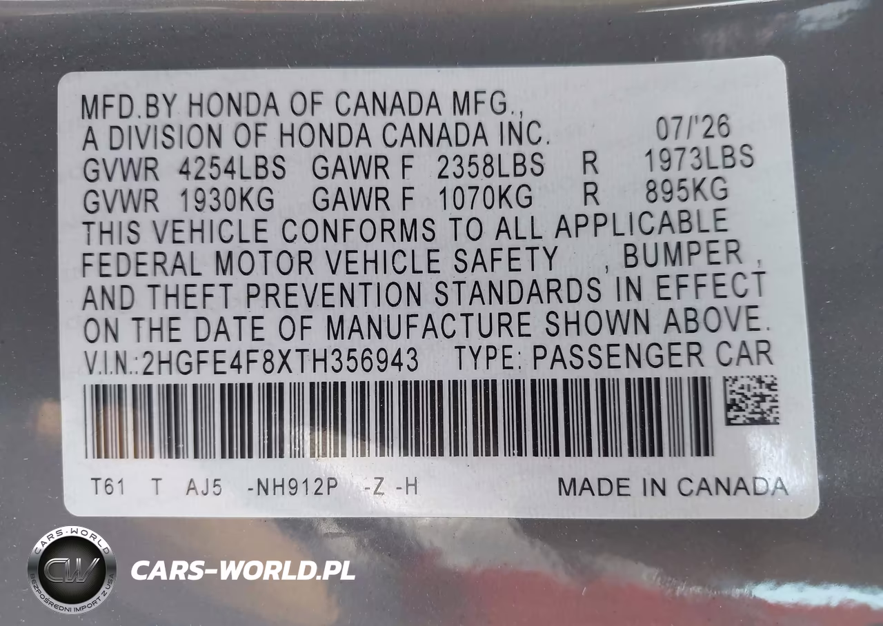 2026 Honda Civic Hybrid Sport-Sport Touring VIN:2HGFE4F8XTH356943 - 9