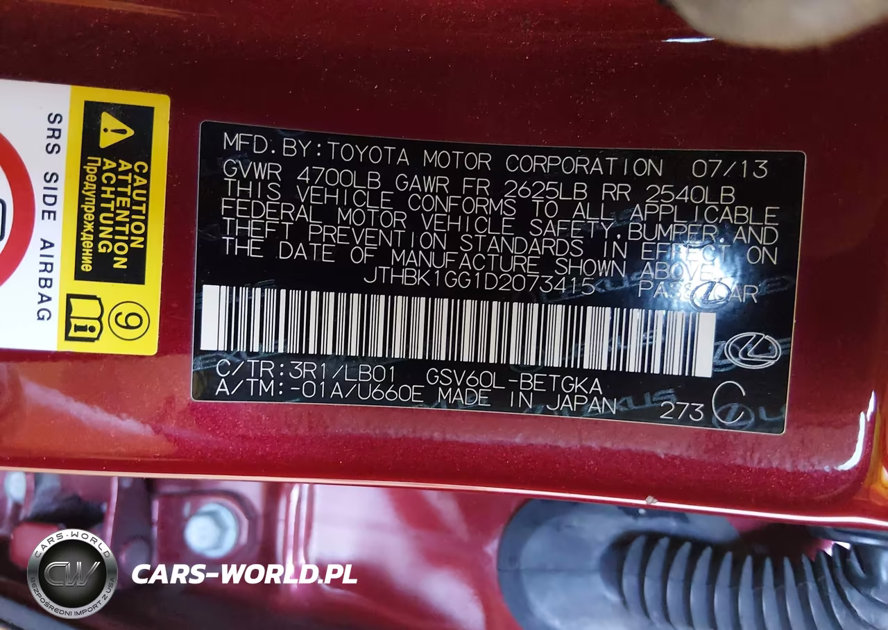 2013 Lexus Es 350 VIN:JTHBK1GG1D2073415 - 9