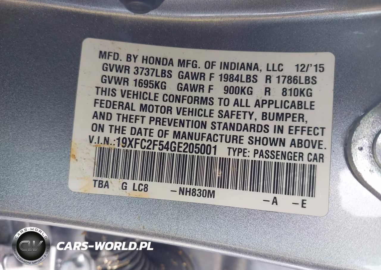 2016 Honda Civic Lx VIN:19XFC2F54GE205001 - 9