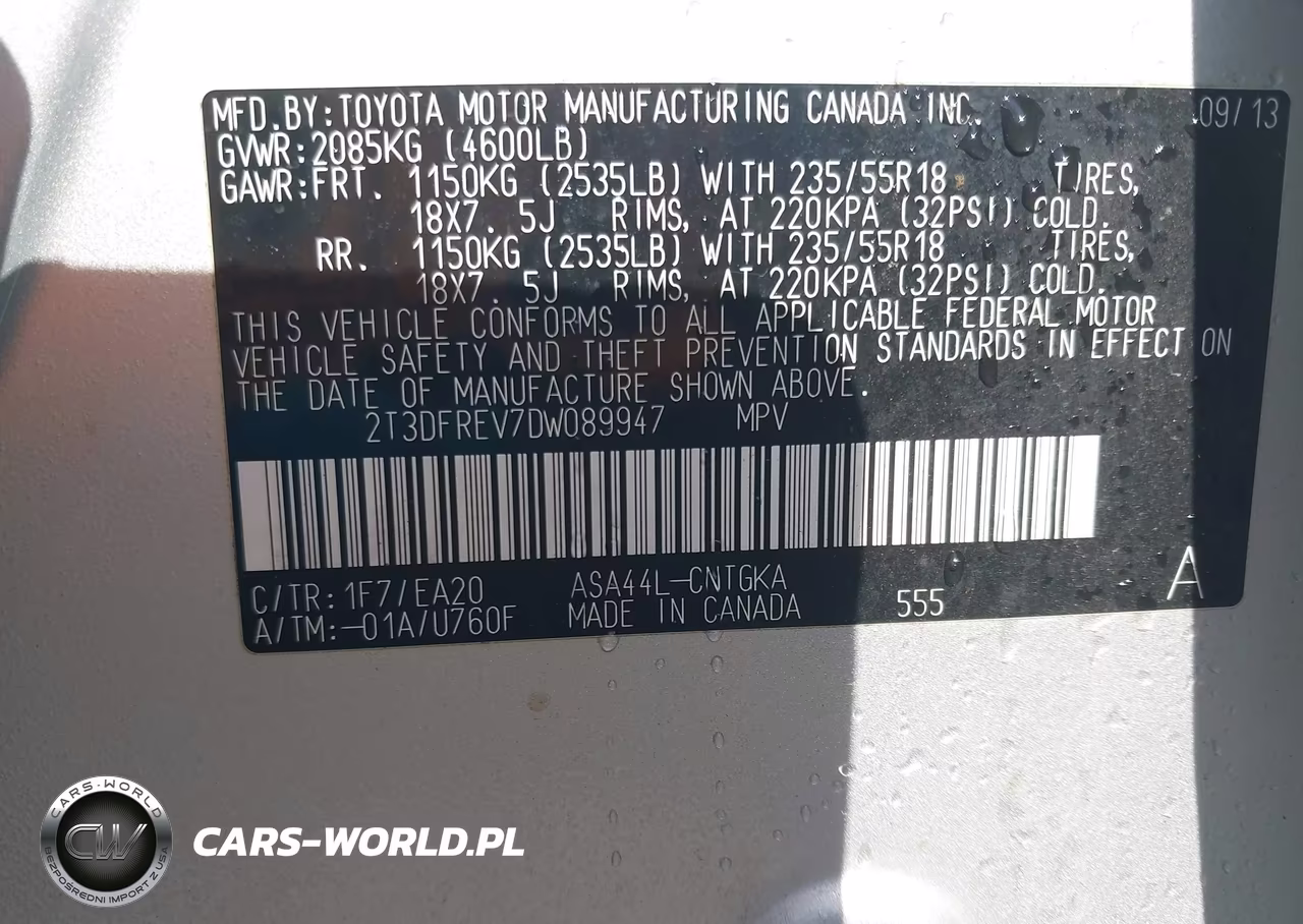 2013 Toyota Rav4 Limited VIN:2T3DFREV7DW089947 - 9