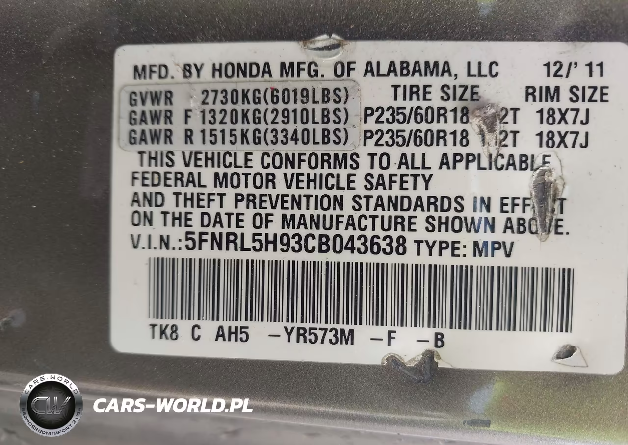 2012 Honda Odyssey Touring-Touring Elite VIN:5FNRL5H93CB043638 - 9
