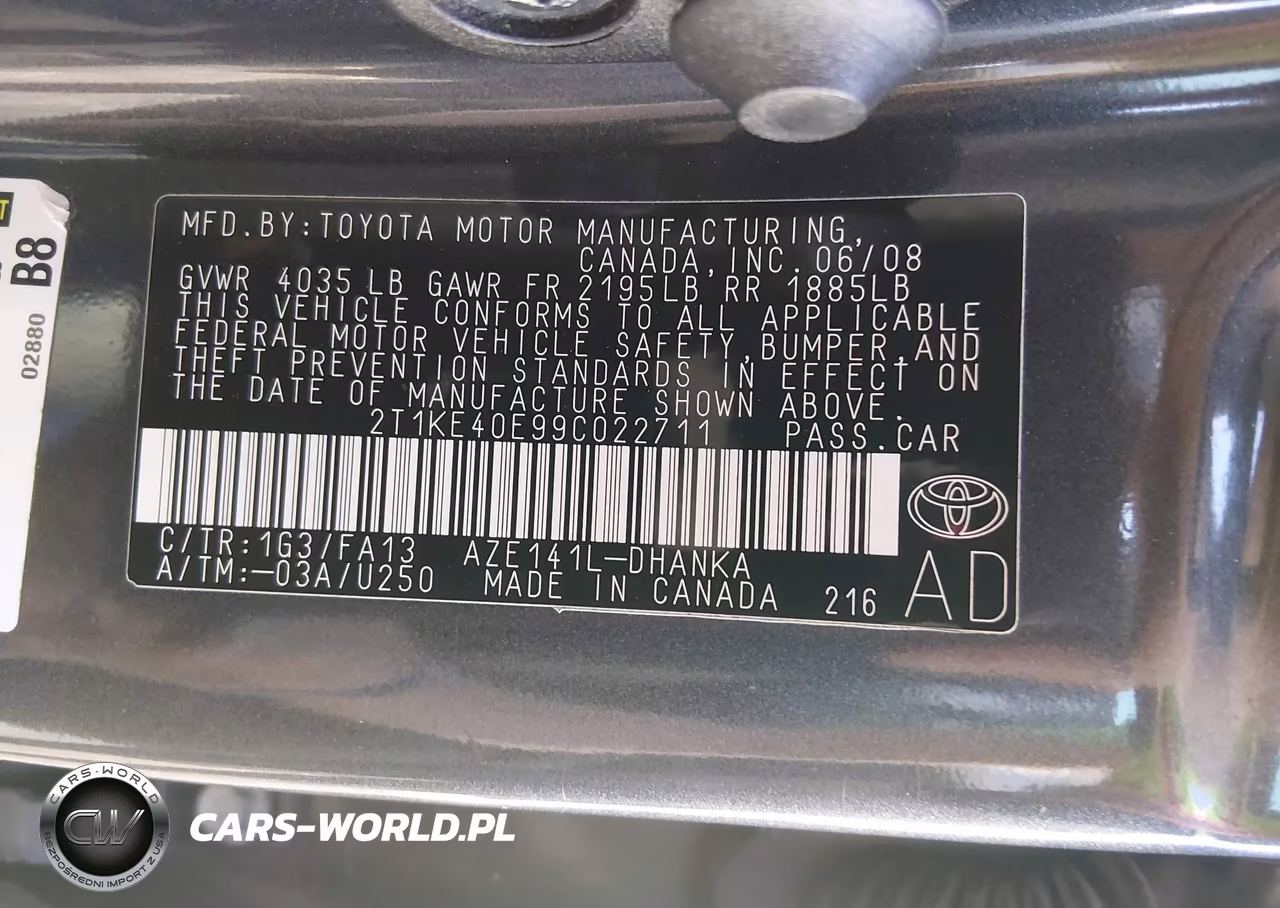 2009 Toyota Matrix S VIN:2T1KE40E99C022711 - 9