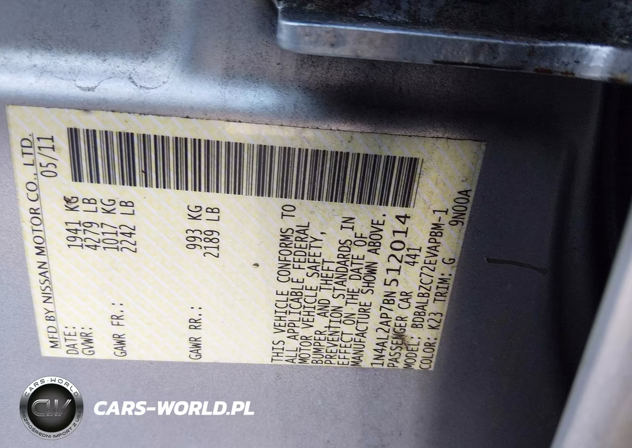 2011 Nissan Altima 2.5 S VIN:1N4AL2AP7BN512014 - 9