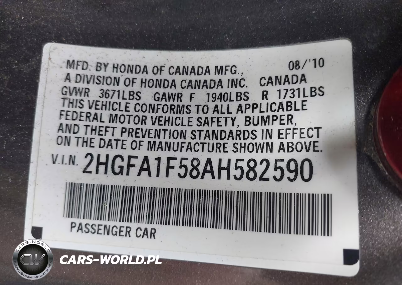 2010 Honda Civic Lx VIN:2HGFA1F58AH582590 - 9