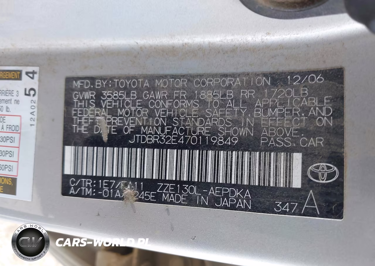 2007 Toyota Corolla Ce VIN:JTDBR32E470119849 - 9