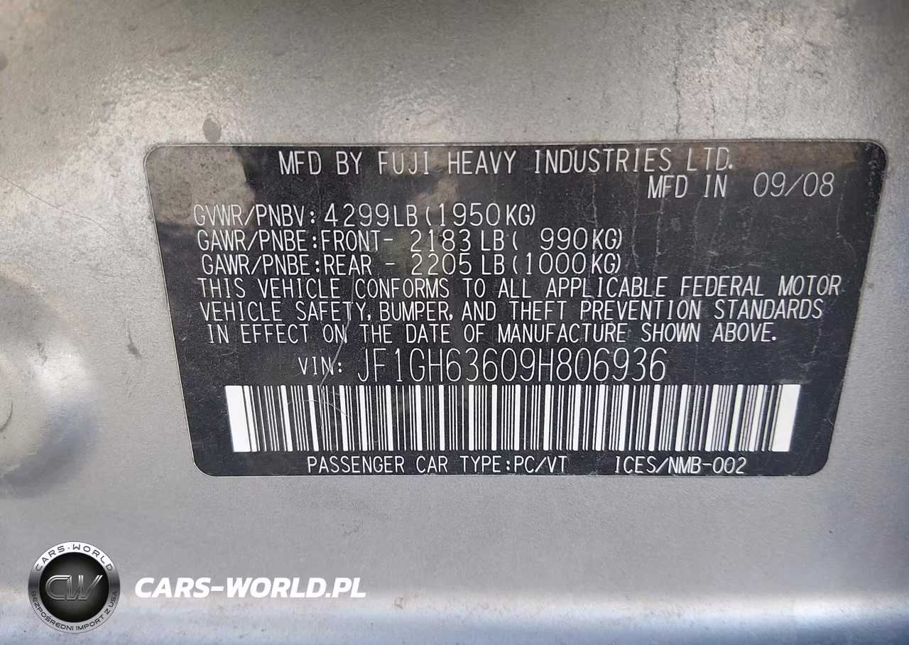 2009 Subaru Impreza Outback Sport VIN:JF1GH63609H806936 - 9