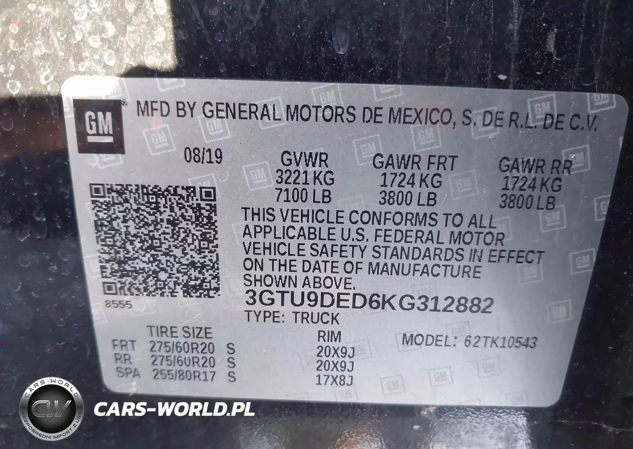 2019 GMC Sierra 1500 Slt VIN:3GTU9DED6KG312882 - 9