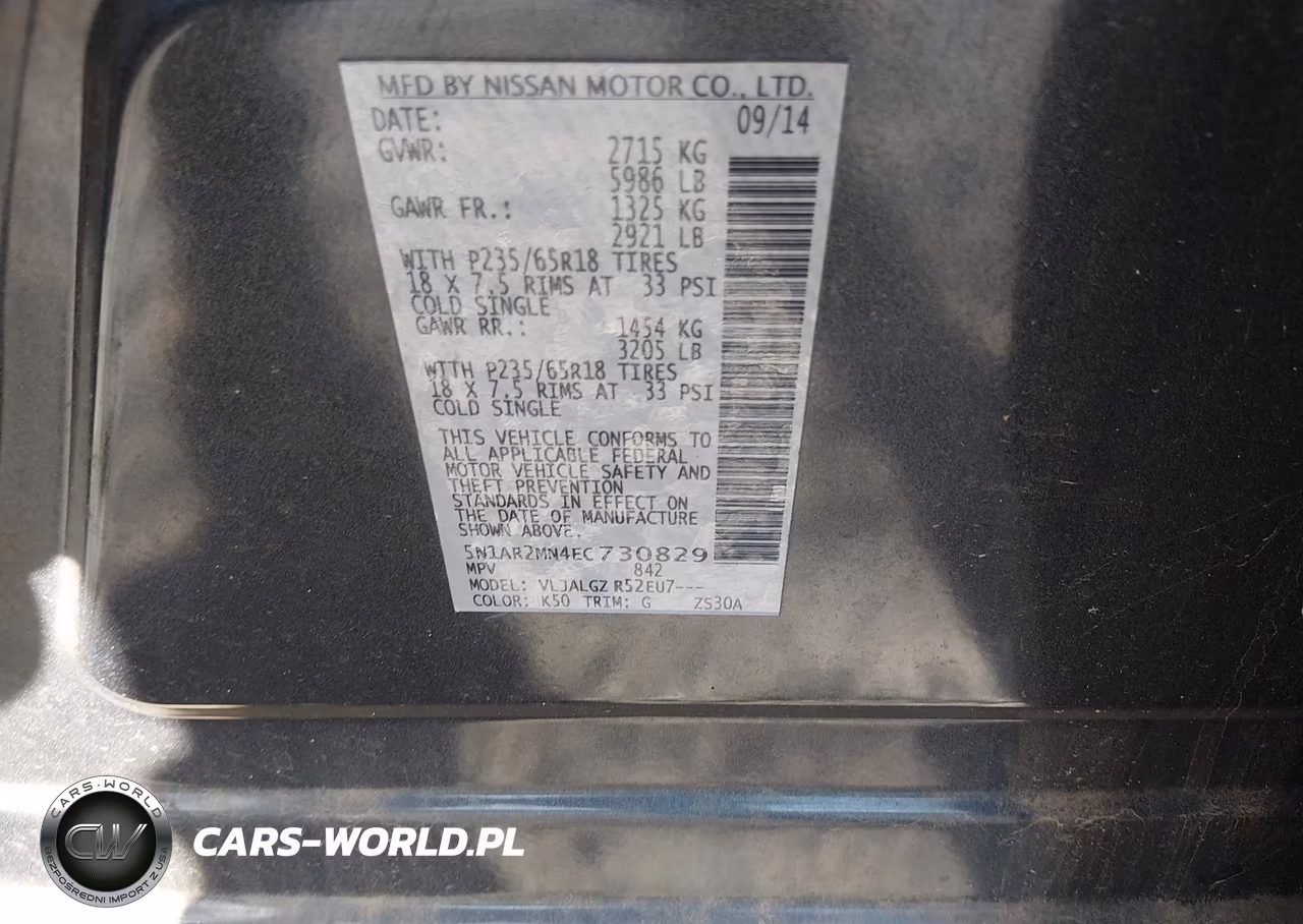 2014 Nissan Pathfinder Sl VIN:5N1AR2MN4EC730829 - 9