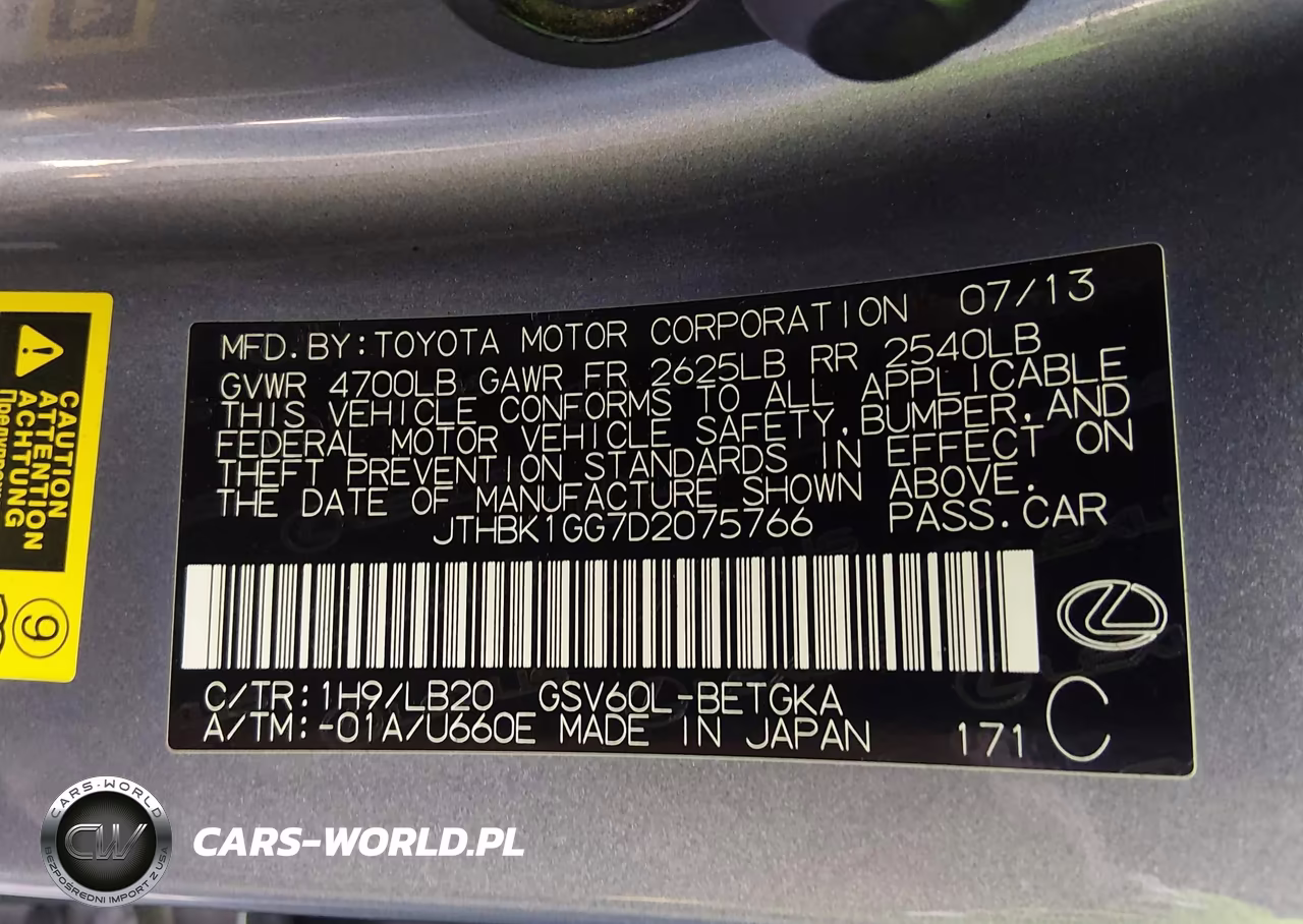 2013 Lexus Es 350 VIN:JTHBK1GG7D2075766 - 9
