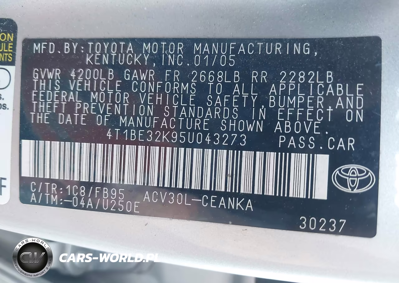 2005 Toyota Camry Le VIN:4T1BE32K95U043273 - 9
