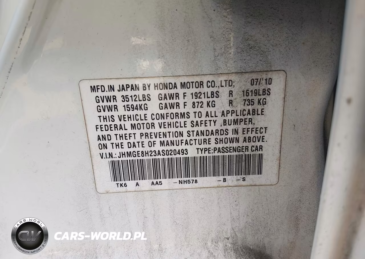 2010 Honda Fit VIN:JHMGE8H23AS020493 - 9