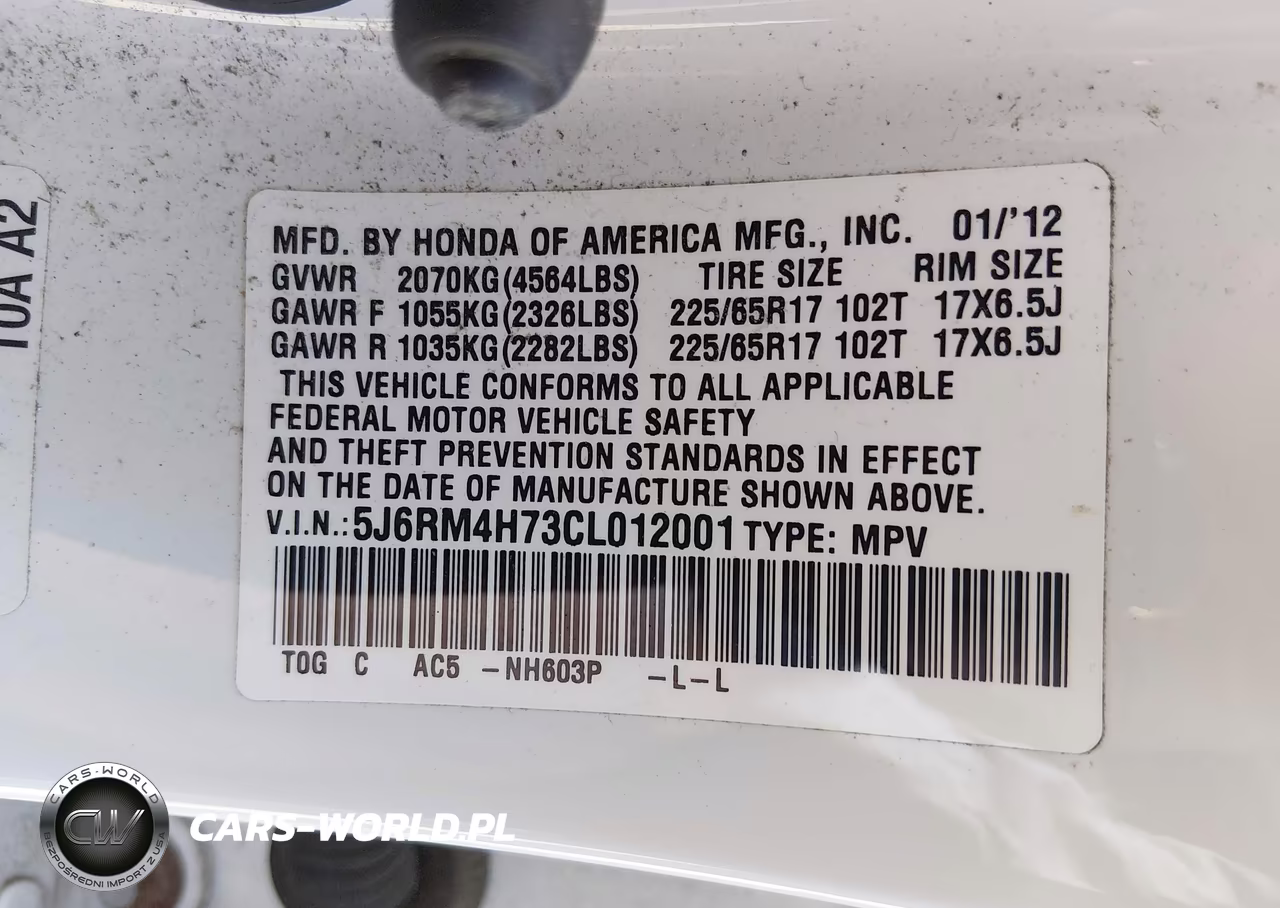 2012 Honda Cr-V Ex-L VIN:5J6RM4H73CL012001 - 9