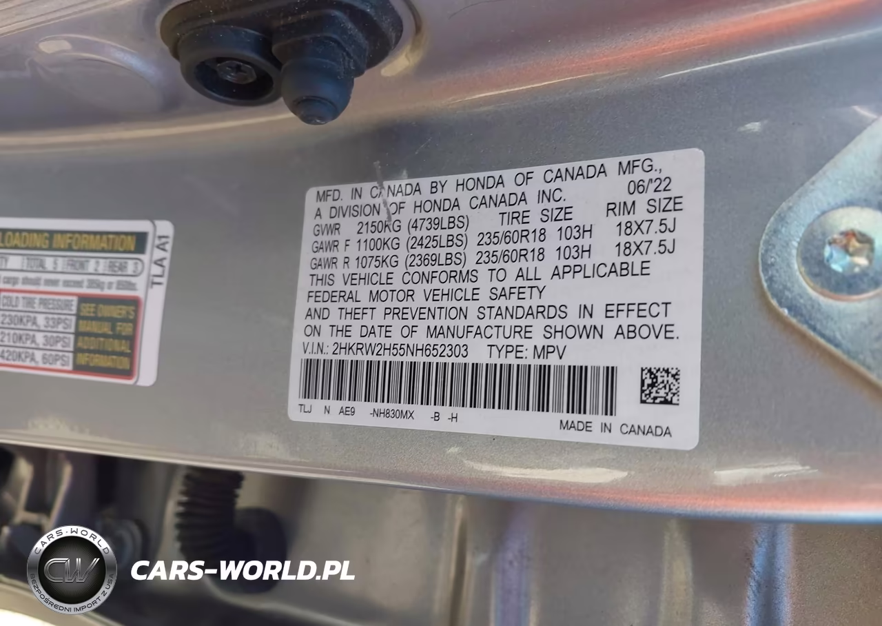 2022 Honda Cr-V Awd Ex VIN:2HKRW2H55NH652303 - 9