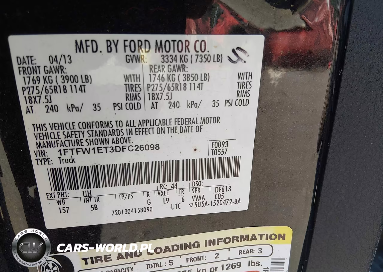 2013 Ford F-150 Fx4 VIN:1FTFW1ET3DFC26098 - 9