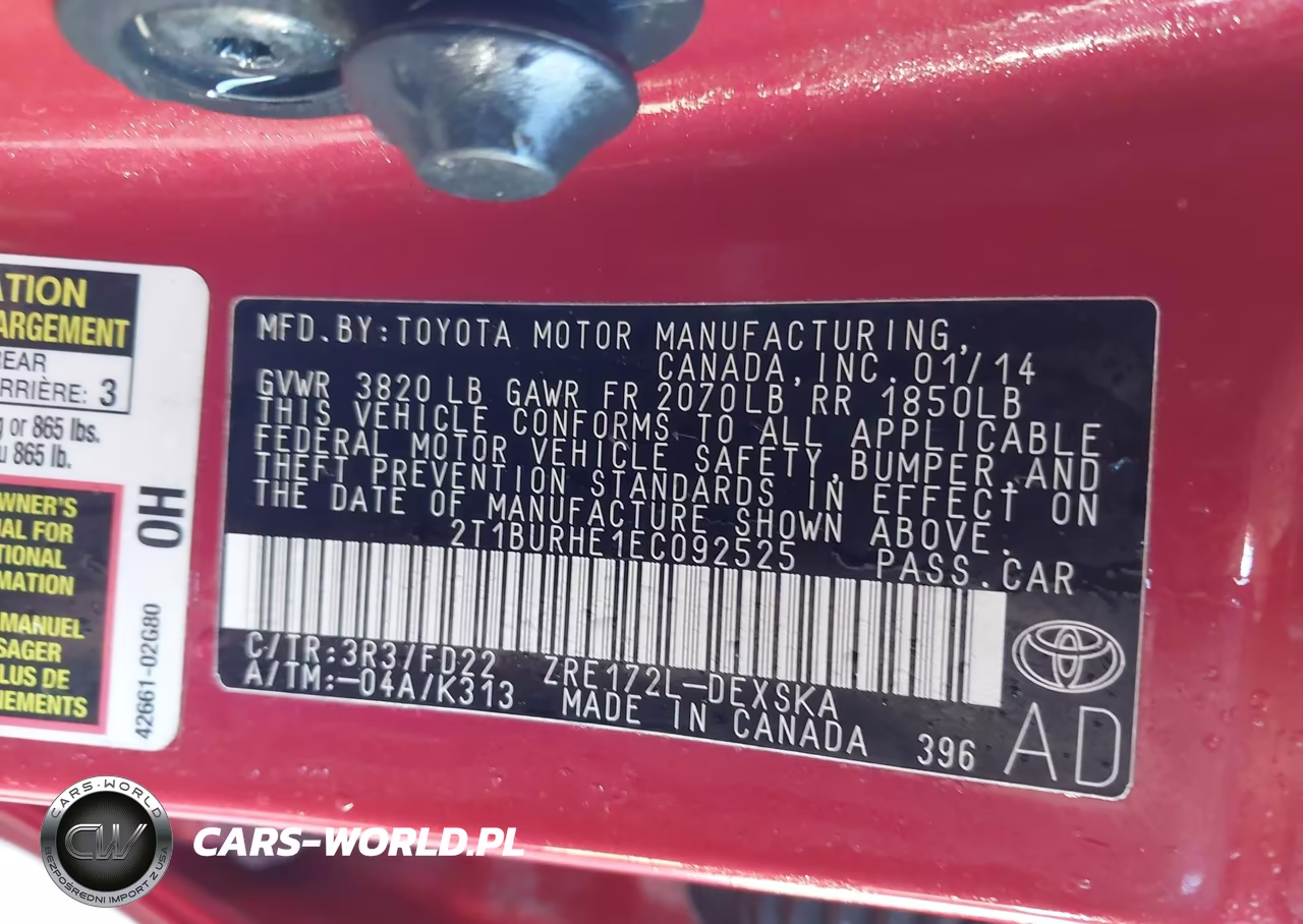 2014 Toyota Corolla S Plus VIN:2T1BURHE1EC092525 - 9