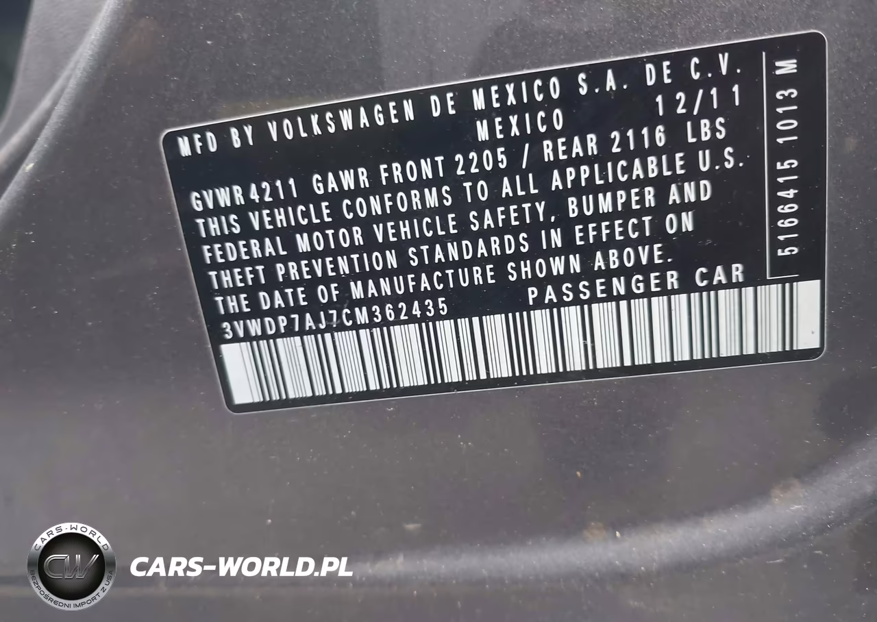 2012 Volkswagen Jetta 2.5L Se VIN:3VWDP7AJ7CM362435 - 9