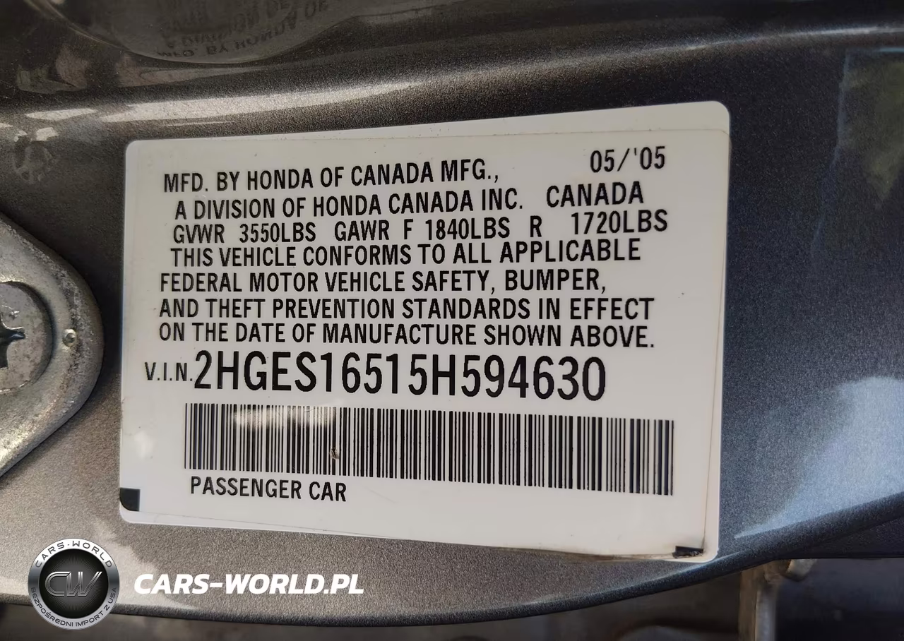 2005 Honda Civic Lx VIN:2HGES16515H594630 - 9