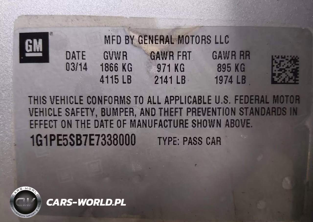 2014 Chevrolet Cruze 2Lt Auto VIN:1G1PE5SB7E7338000 - 9