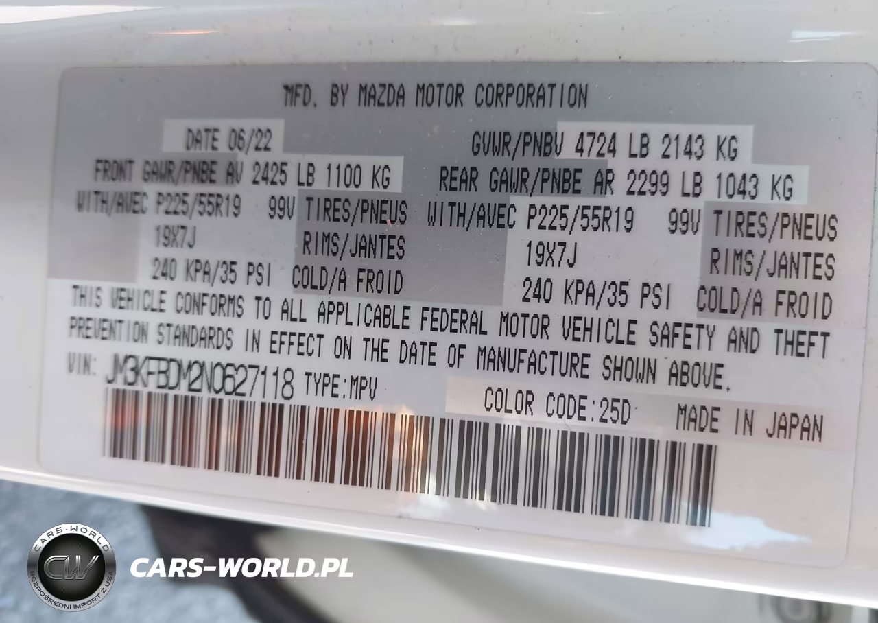 2022 Mazda Cx-5 2.5 S Premium VIN:JM3KFBDM2N0627118 - 9