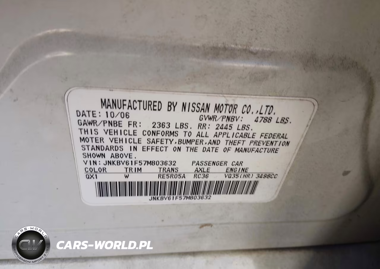 2007 Infiniti G35X VIN:JNKBV61F57M803632 - 9
