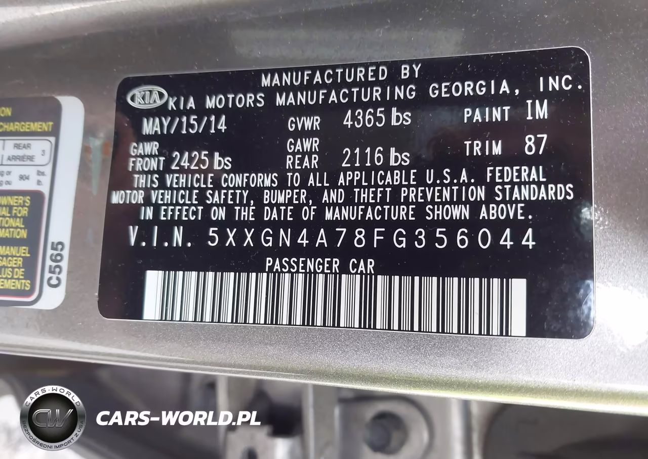 2015 Kia Optima Ex VIN:5XXGN4A78FG356044 - 9