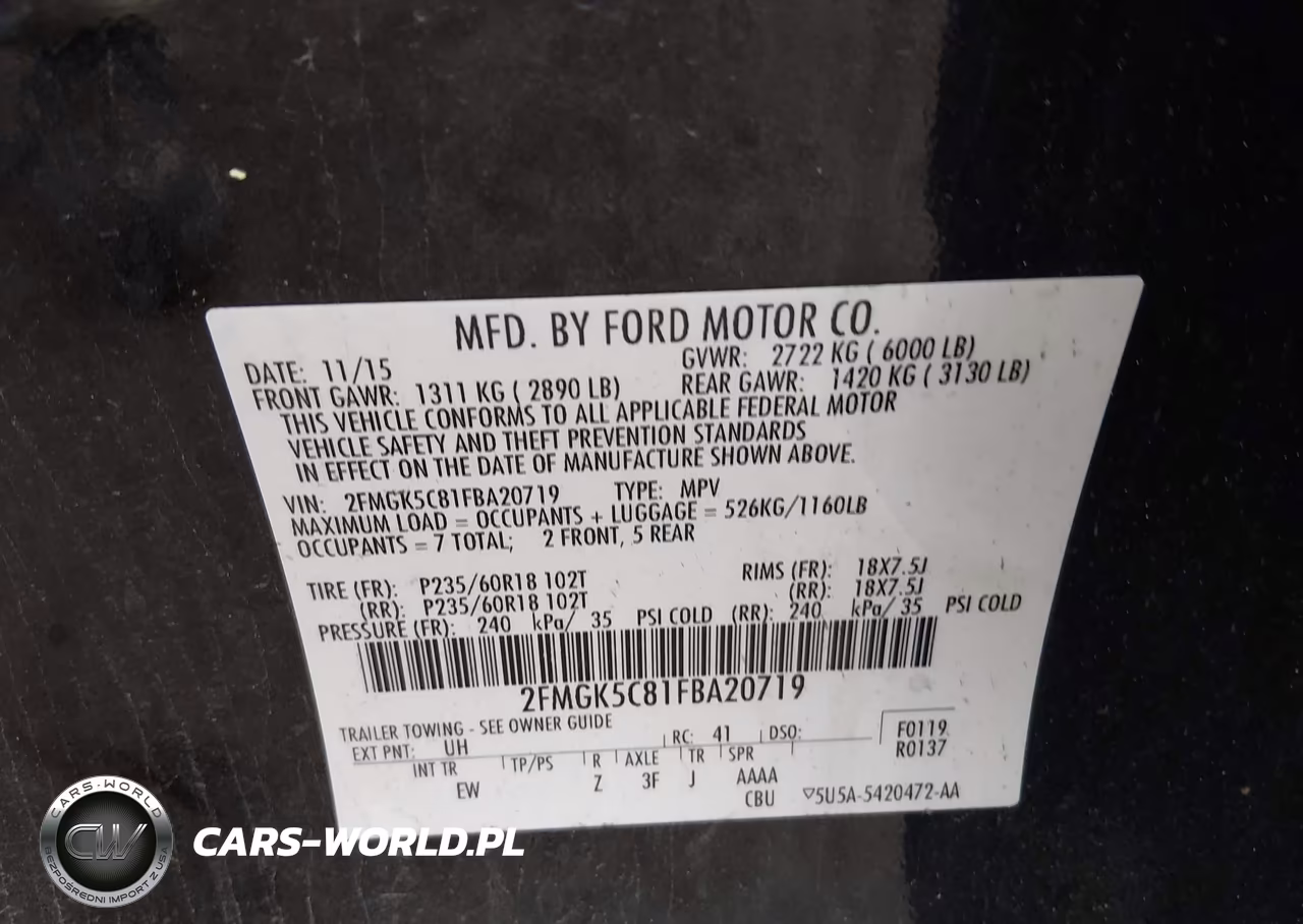 2015 Ford Flex Sel VIN:2FMGK5C81FBA20719 - 9