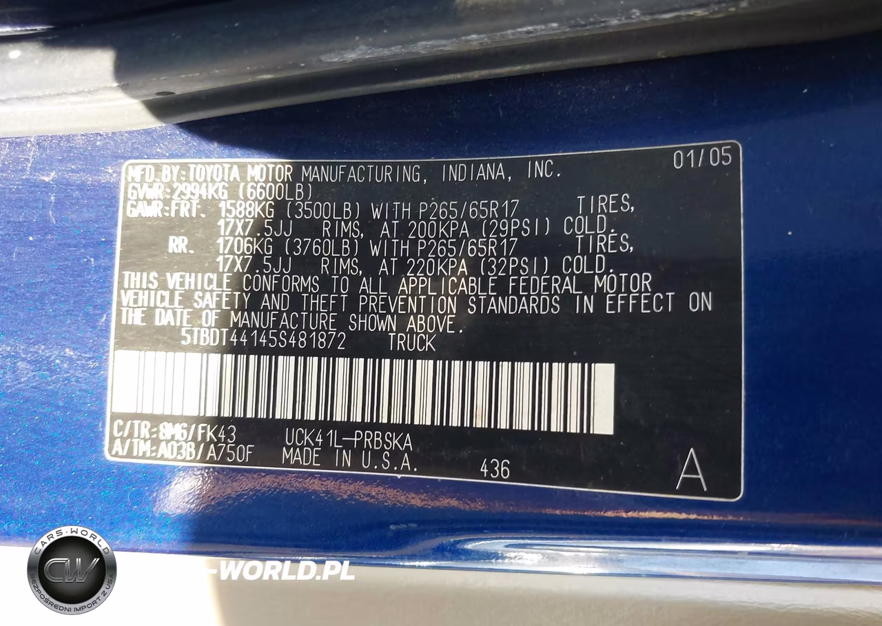 2005 Toyota Tundra Sr5 V8 VIN:5TBDT44145S481872 - 9