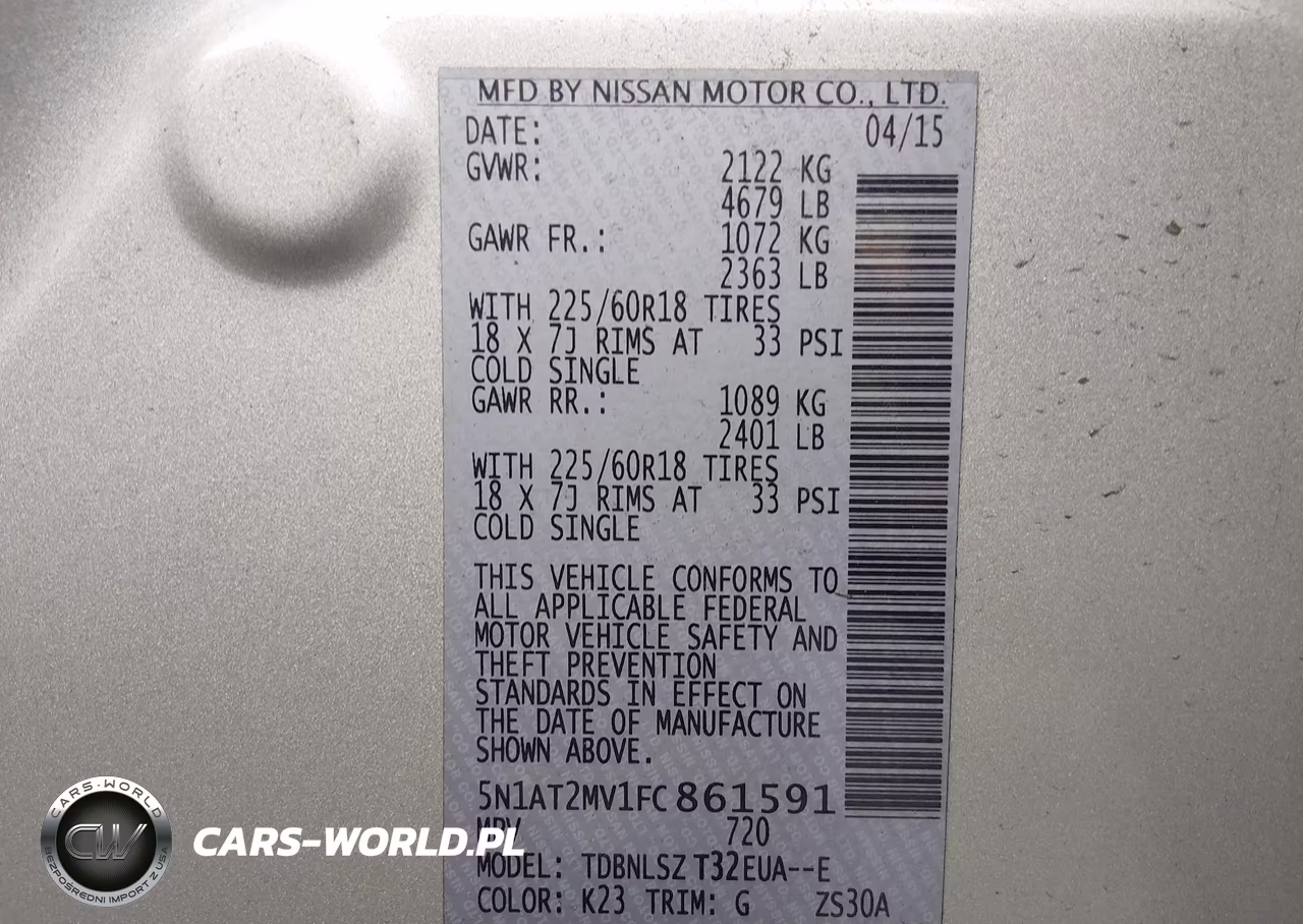 2015 Nissan Rogue Sl VIN:5N1AT2MV1FC861591 - 9