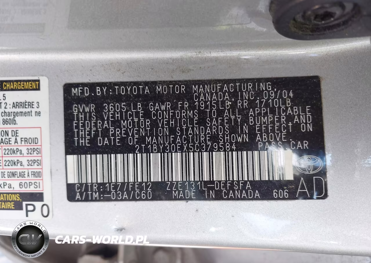 2005 Toyota Corolla Xrs VIN:2T1BY30EX5C379584 - 9
